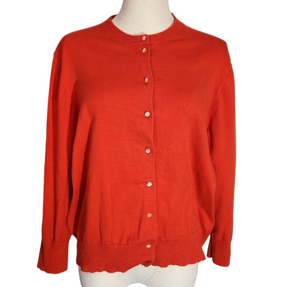 J. Crew Red Classic Jackie Cardigan Sweater Cotton Blend Women's Size XL